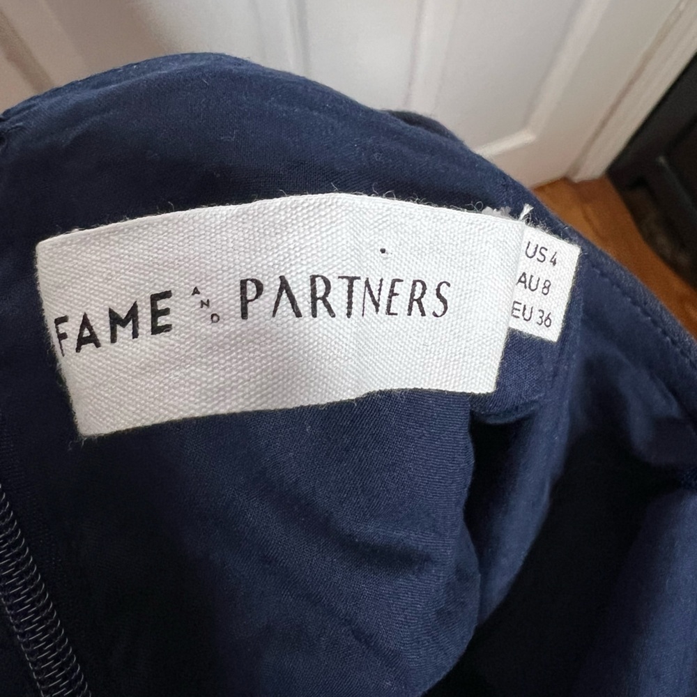 NWOT Fame and Partners US 4 The Jami Dress Midi Strappy Tulip Hem Navy Blue AU 8 - Picture 9 of 16